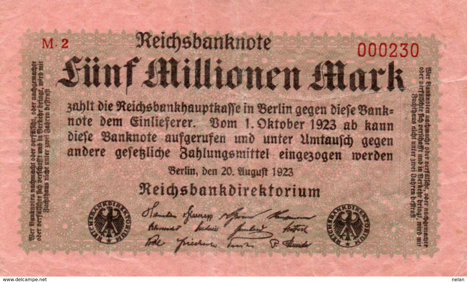 GERMANIA  5000000 MARK 1923 P-105   UNIFACE - 5 Mio. Mark