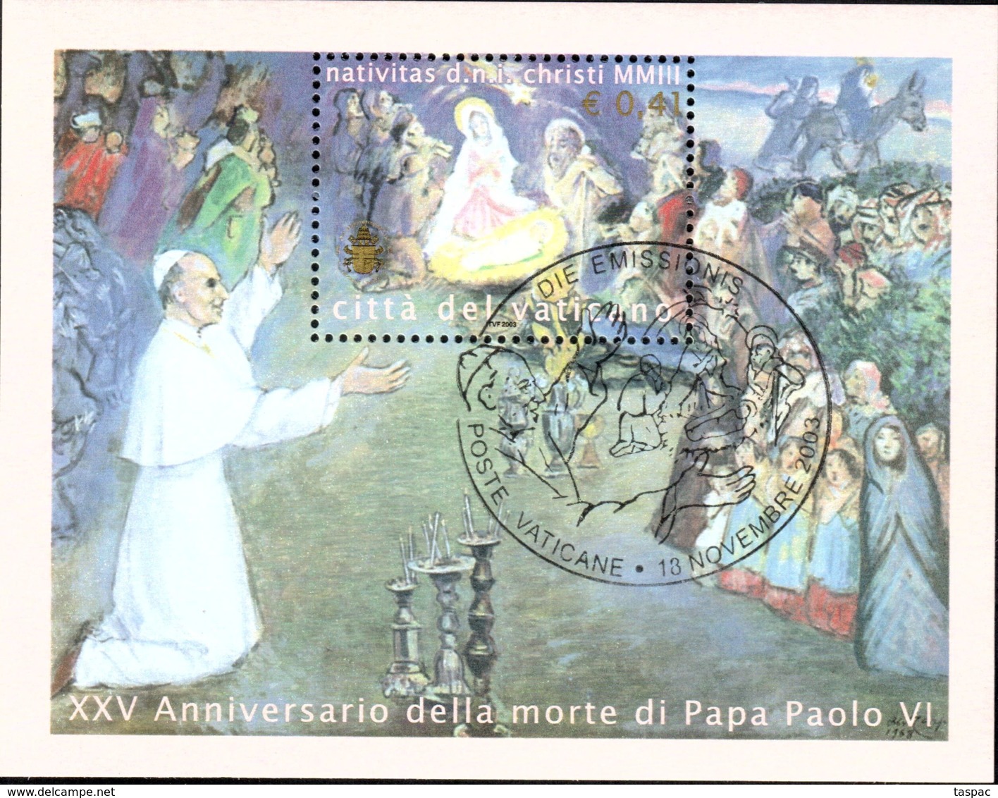 Vatican 2003 Mi# 1468 Kleinbogen + Block 24 Used - Sheet Of 10 (2 X 5) - Christmas - Gebraucht