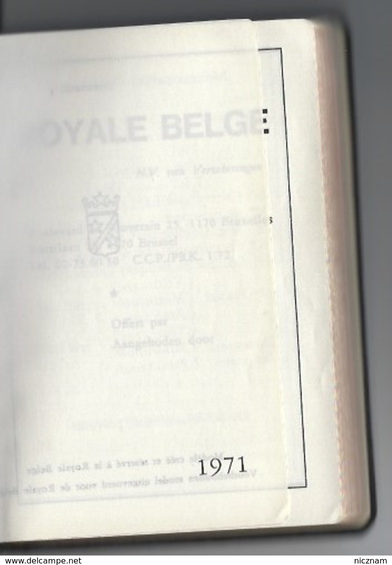 Agenda De Poche ROYALE BELGE 1971 - Terminkalender Leer