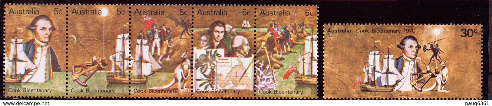 AUSTRALIE 1970 PACK DE PRESENTATION J.COOK  YVERT N°407/12-B3  NEUF MNH** - Presentation Packs