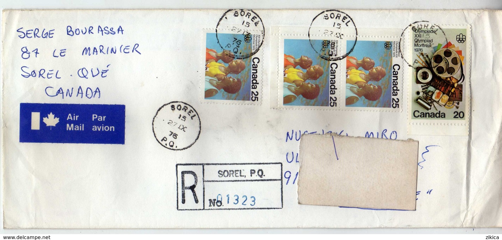 Canada Sorel Air Mail R - Letter 1976 Via Yugoslavia,Macedonia - Nice Stamps . 2 Scans - Lettres & Documents