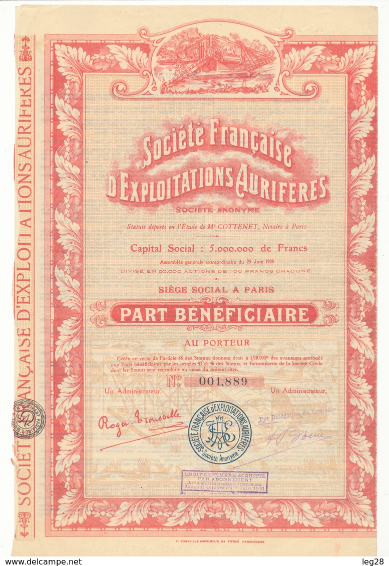 SOCIETE FRANCAISE D'EXPLOITATION AURIFERES - A - C