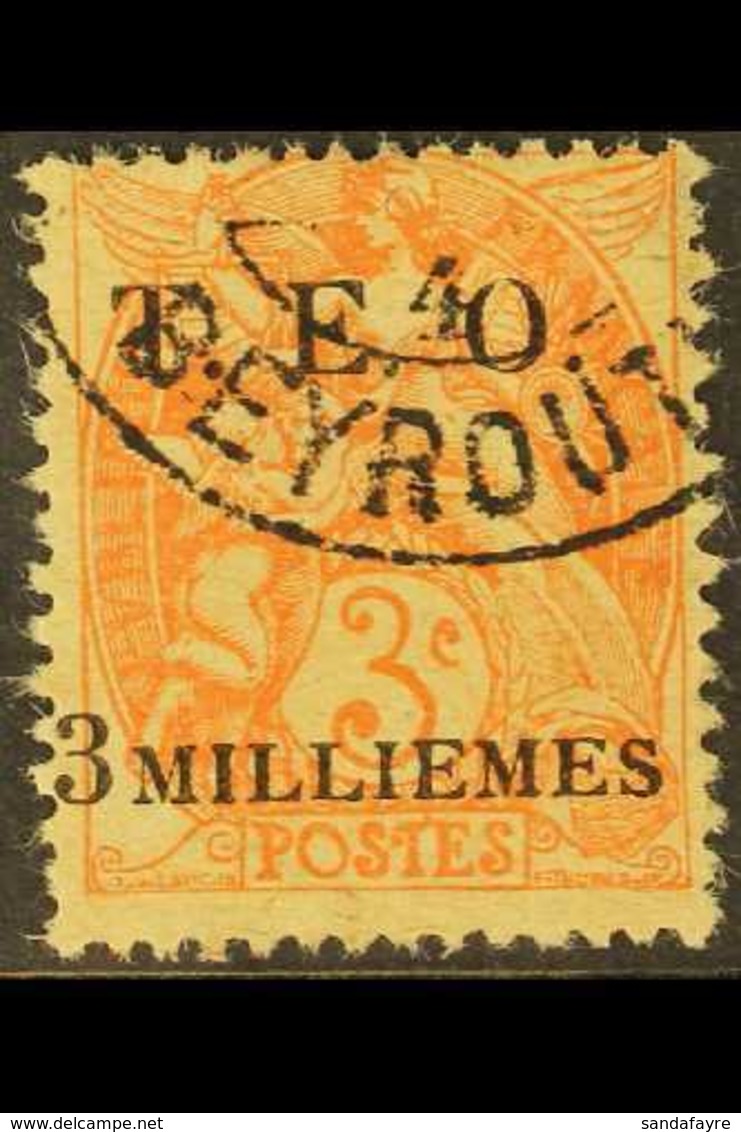 SYRIA  1919 (Nov) 3m On 3c Orange, SG 3 (Yvert 3), Very Fine Used. For More Images, Please Visit Http://www.sandafayre.c - Autres & Non Classés