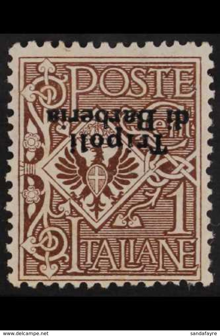 TRIPOLI DI BARBERIA  1915 Unissued 1c Brown, Variety "overprint Inverted", Sass 11a, Very Fine Mint. Elusive Item. For M - Andere & Zonder Classificatie