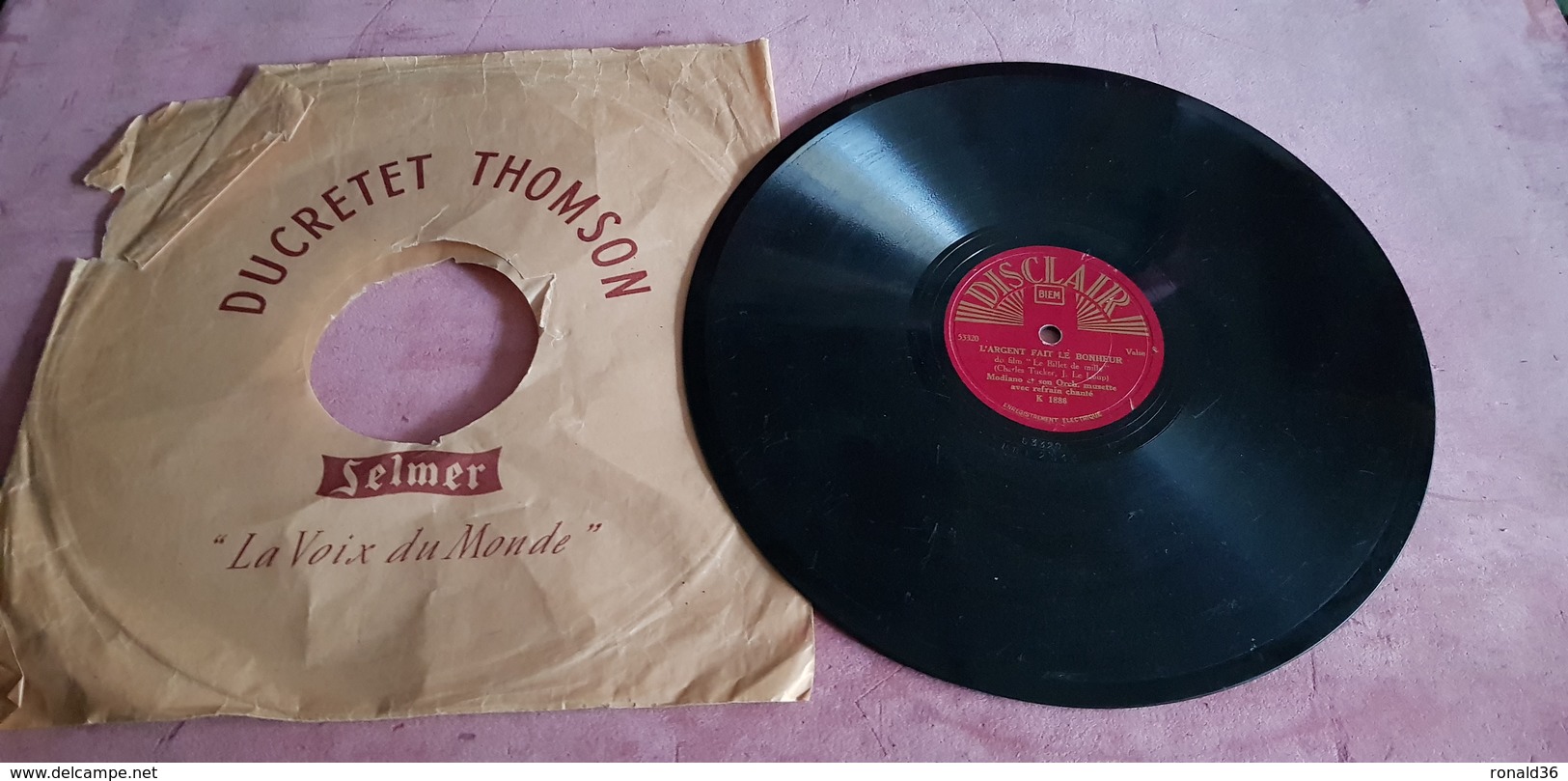 78 T - Disques pour Gramophone - disque vinyle 78 t Musique de Film LE  BILLET DE MILLE : L'ARGENT FAIT LE BONHEUR et L'AUBERGE DU PETIT DRAGON :  UN COUP