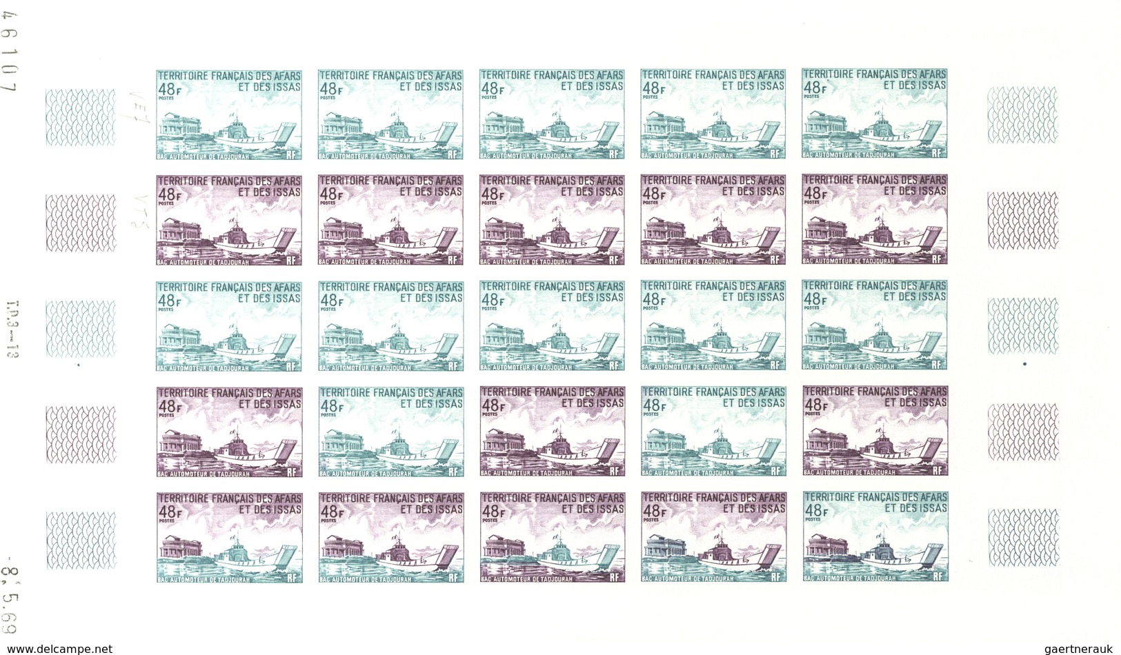 Afar Und Issa: 1969/1977, IMPERFORATE COLOUR PROOFS, MNH Collection Of 52 Complete Sheets (=1.200 Pr - Autres & Non Classés