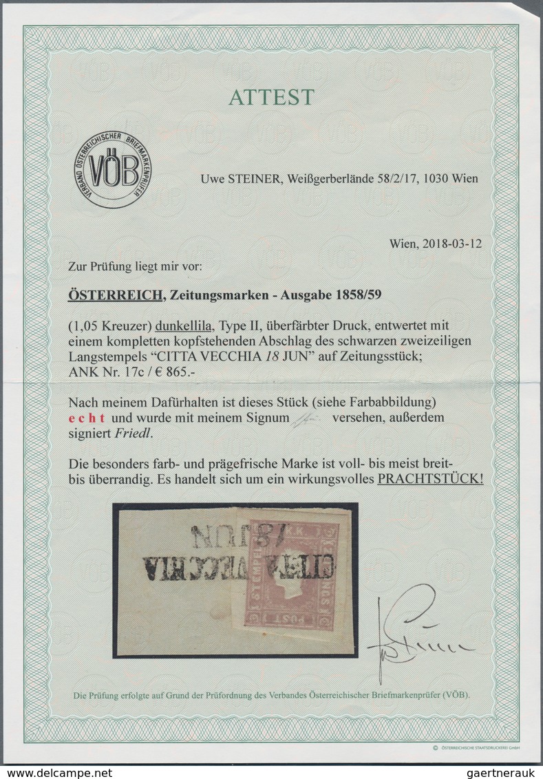 Österreich: 1858/1867 (ca.), Lot Von Sechs Briefstücken Mit Sieben Marken, Dabei MiNr. 11 II (Befund - Sammlungen