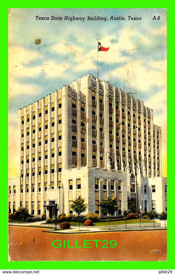 AUSTIN, TX - TEXAS STATE HIGHWAY BUILDING - TRAVEL IN 1958 - PUB. BY AUSTIN NEWS AGENCY - - Austin