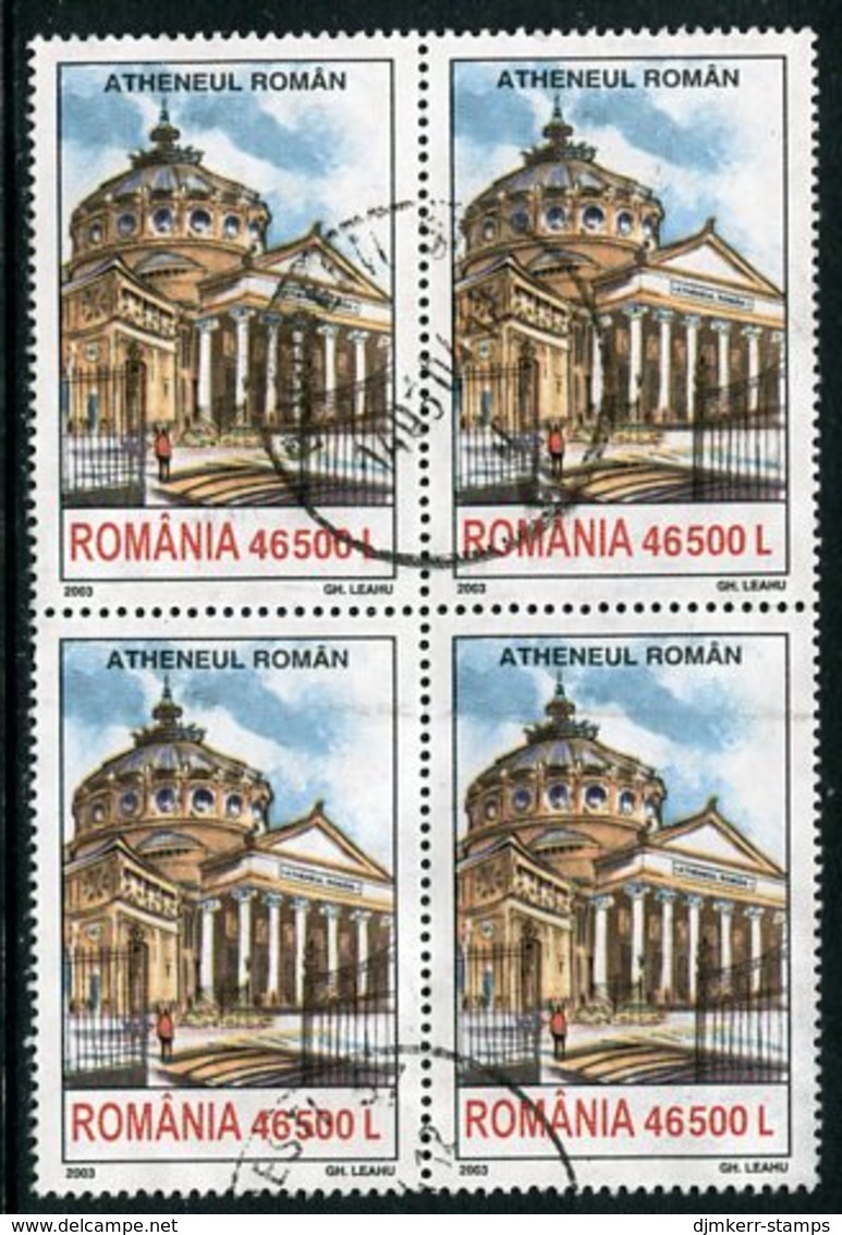 ROMANIA 2003 Bucarest Buildings 46500 L. Used Block Of 4.  Michel 5721 - Used Stamps