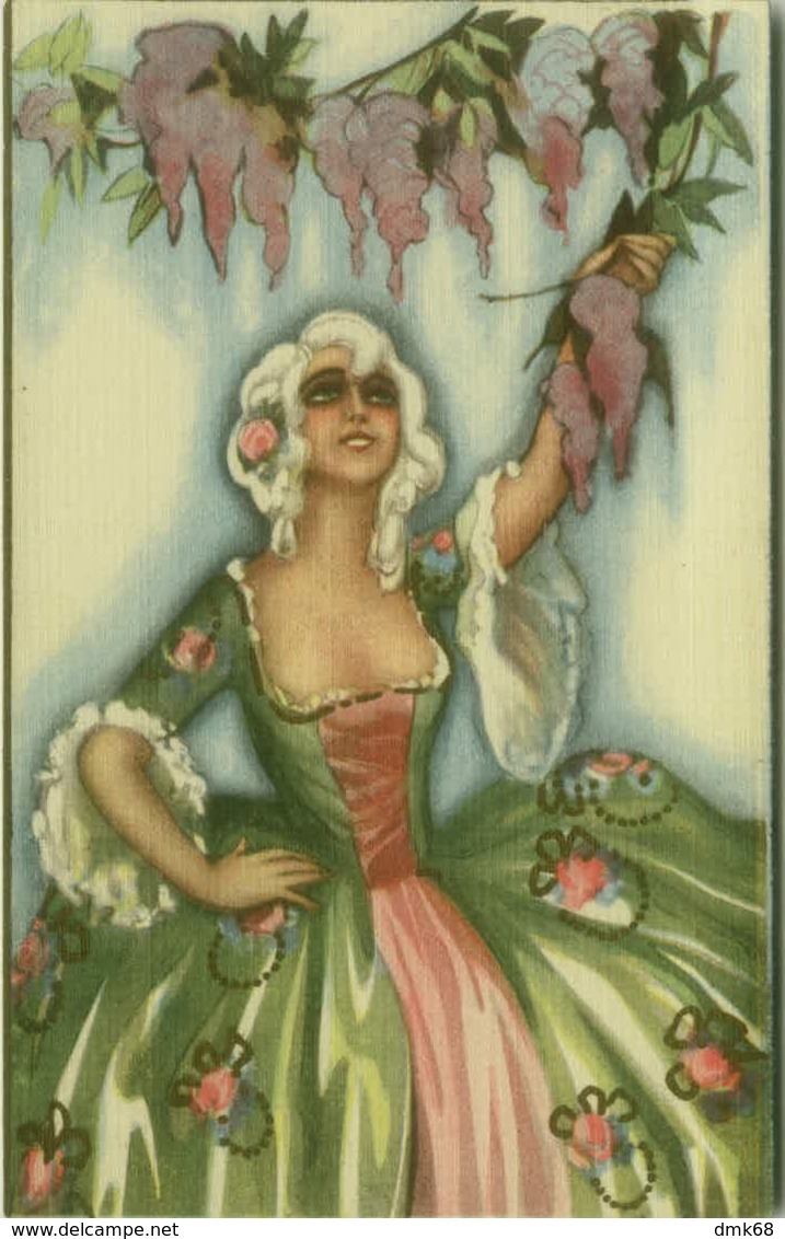 CHIOSTRI SIGNED 1920s POSTCARD -  GLAMOUR LADY WITH FLOWERS - EDIT BALLERINI & FRATINI N.202 ( BG801) - Chiostri, Carlo