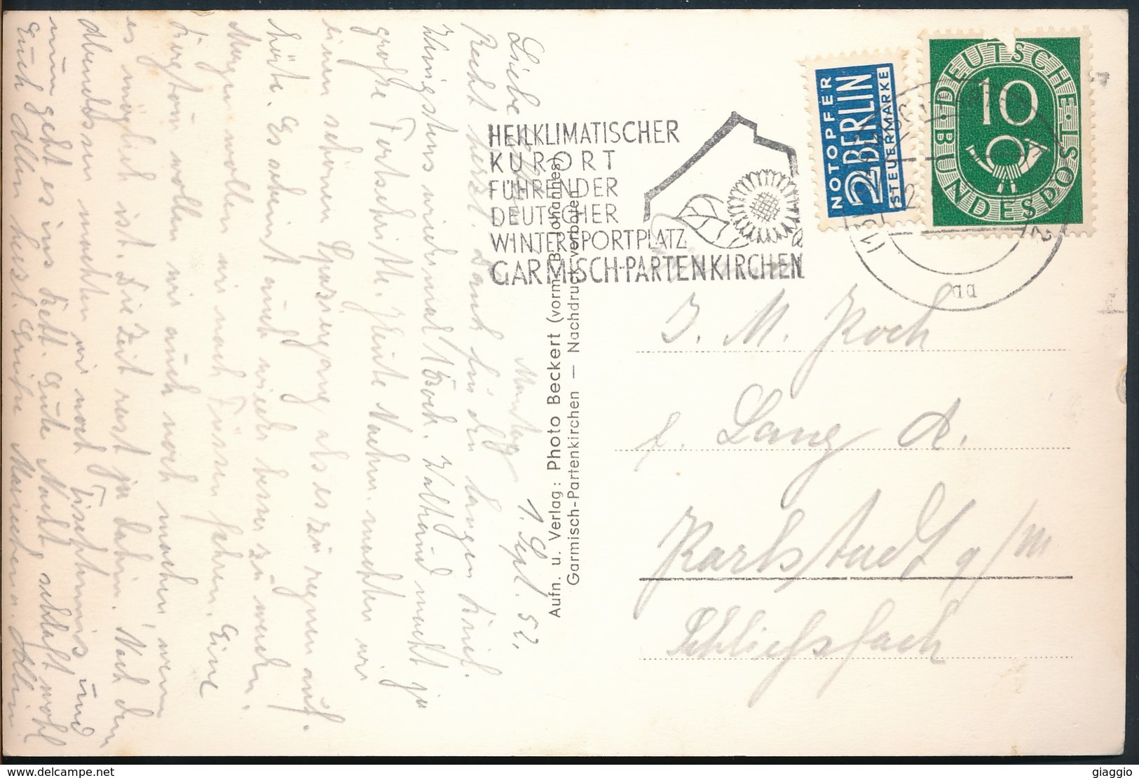 °°° 17818 - GERMANY - HOLLENTALKLAMM , EINGANGSHUTTE - 1952 With Stamps °°° - Höllental