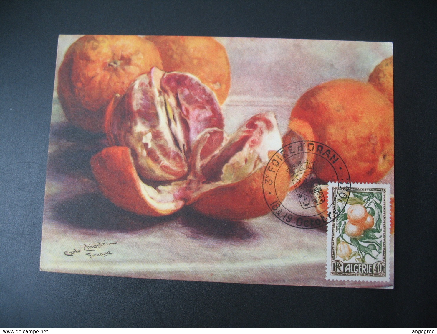 Carte Maximum  Algérie 1932 3 ème Foire D'Oran Agrumes Pamplemousses Fruits - Cartoline Maximum