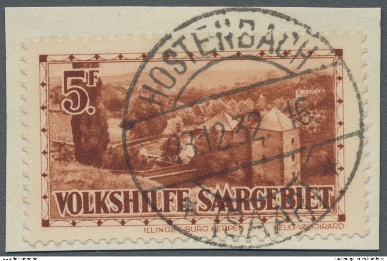 Deutsche Abstimmungsgebiete: Saargebiet: 1932, "5 Fr. Volkshilfe", Sauber Mit Seltenem HOSTENBACH * - Briefe U. Dokumente