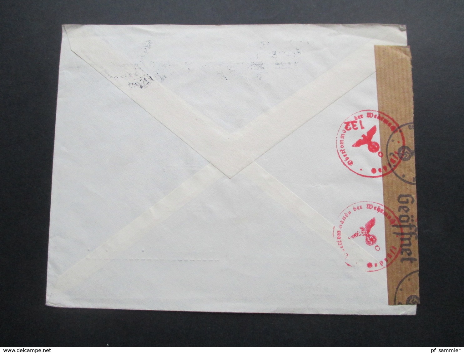 Niederlande 1941 Zensurpost Amsterdam - Lobenstein OKW Geöffnet Und Rotee Stempel Geprüft OKW Und 132 - Brieven En Documenten