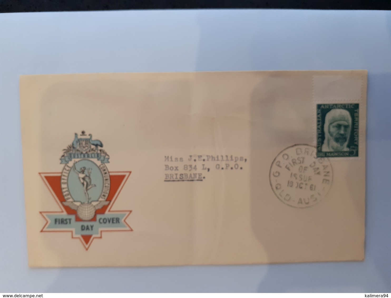 AUSTRALIAN ANTARCTIC TERRITORY  /  FIRST DAY COVER  ( Timbre Vert  MAWSON , 1911 ) /  Cachet De BRISBANE (1961 ) - FDC