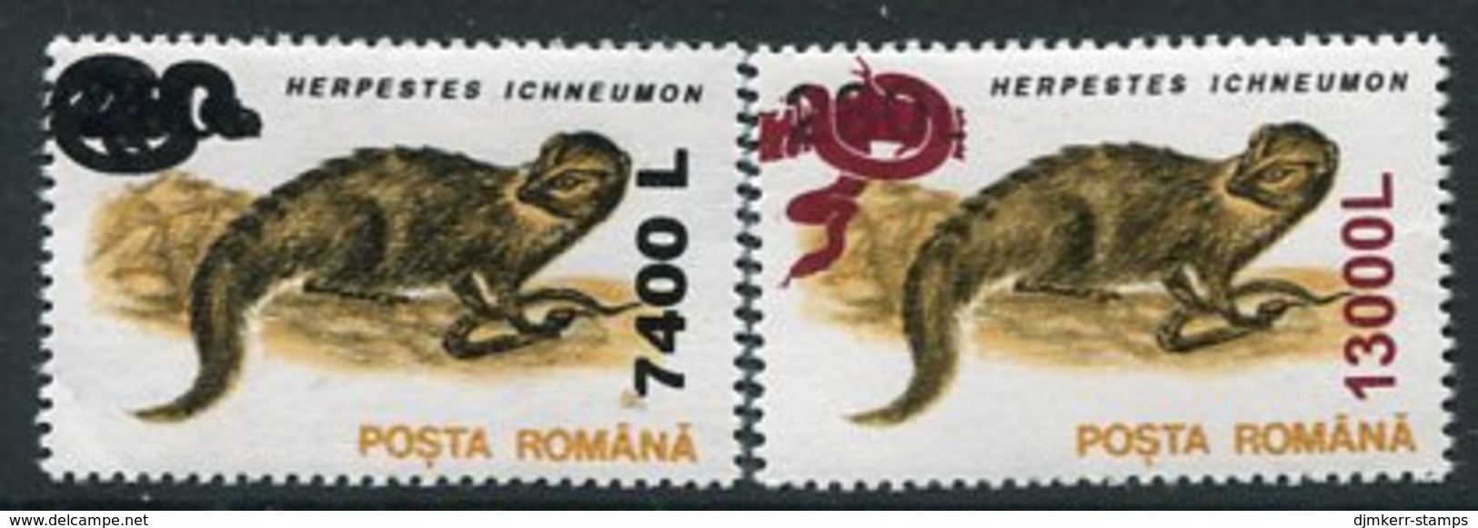 ROMANIA 2001 Surcharges On 280 L. Mammals  MNH / ** .  Michel 5552-53 - Ongebruikt