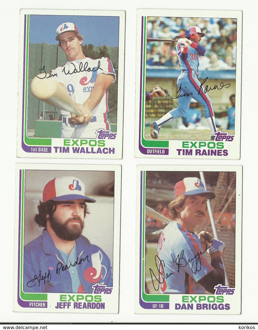 1982 TOPPS BASEBALL CARDS – MONTREAL EXPOS – MLB – MAJOR LEAGUE BASEBALL – LOT OF FOUR - Lots