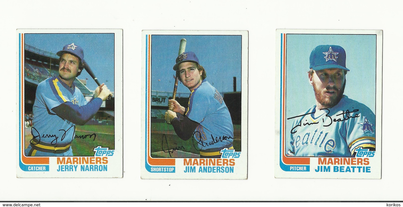 1982 TOPPS BASEBALL CARDS – SEATTLE MARINERS – MLB – MAJOR LEAGUE BASEBALL – LOT OF THREE - Verzamelingen