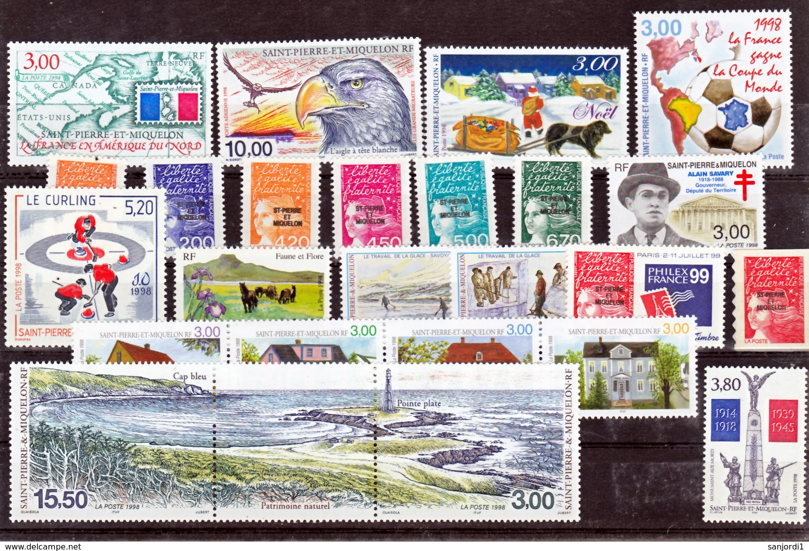 Saint Pierre Et Miquelon  1998 Année Complète Poste  Et PA 78 Neuf ** MNH Sin Charmela Cote 49 - Annate Complete