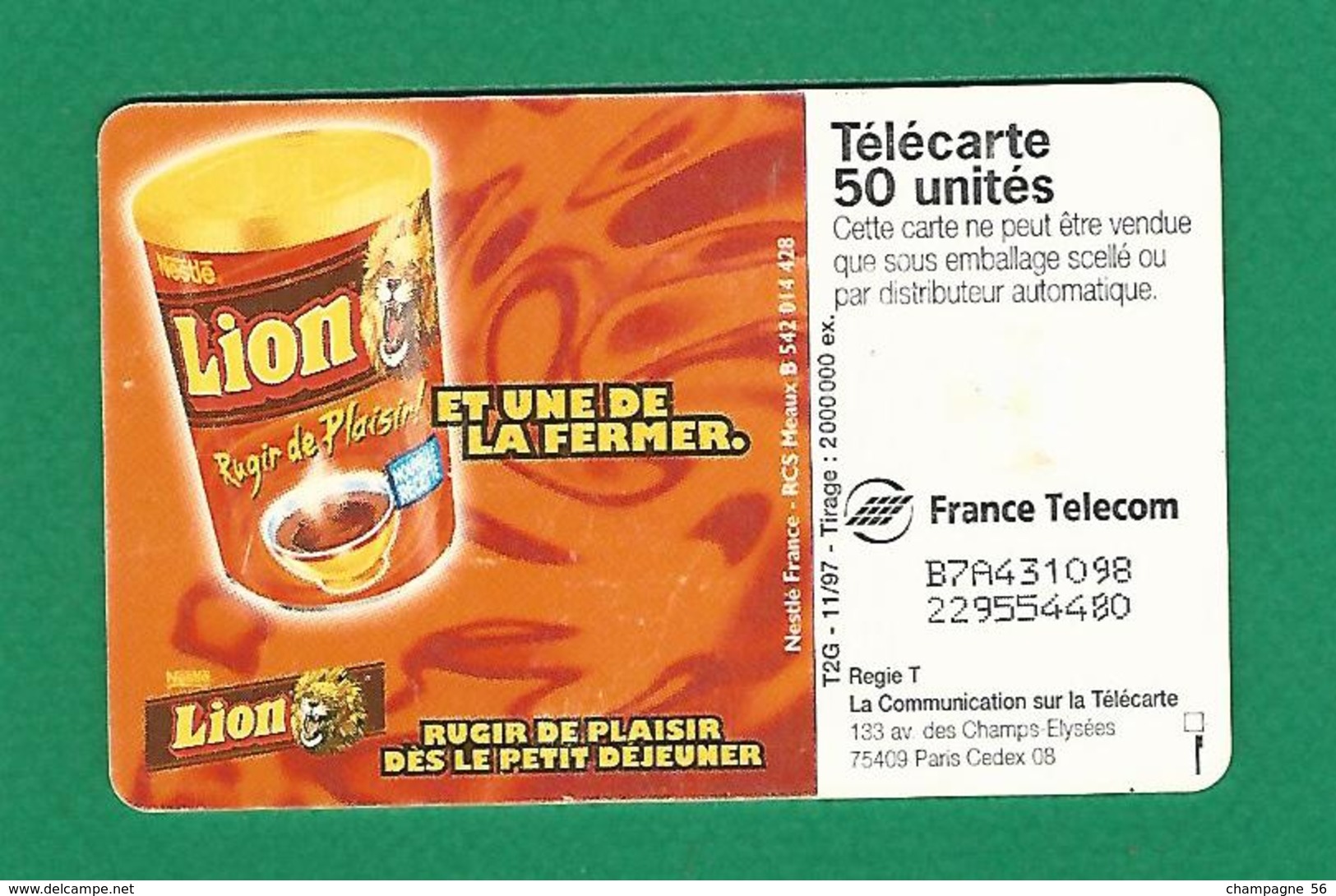 VARIÉTÉS 11 / 1997  LION PETIT DÉJEUNER   PUCE GEM 2    50 UNITÉS - Errors And Oddities