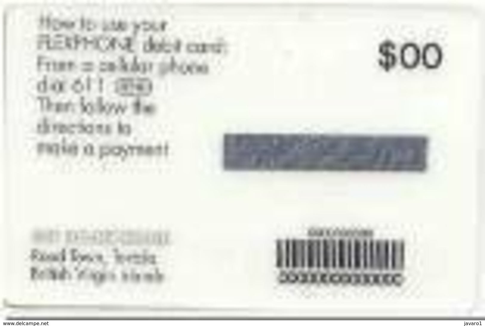 CARAIB : CAR50A $00 BOATPHONE FREE $20.00 CARD (coded $00) MINT SAMPLE CARD - Virgin Islands