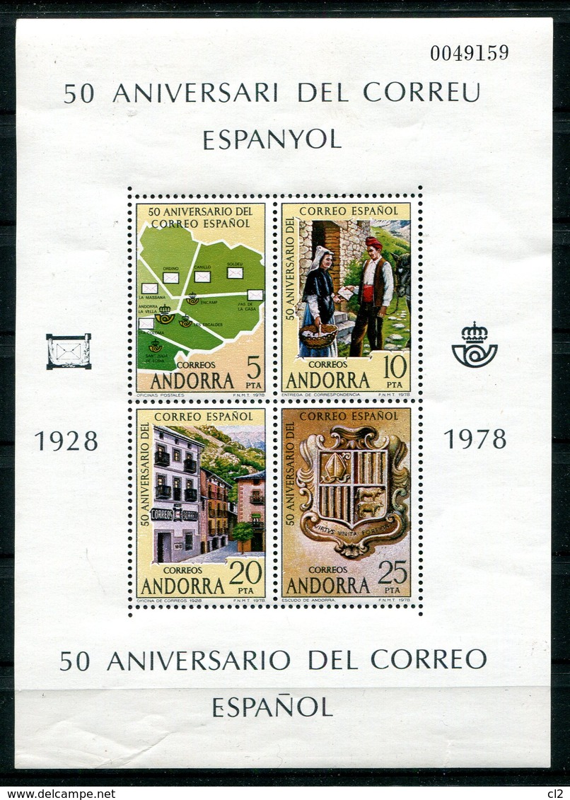 (J) - ANDORRE - Viguerie épiscopale - 50ème Anniversaire De La Poste Espagnole - 1928-1978 - Viguerie Episcopale