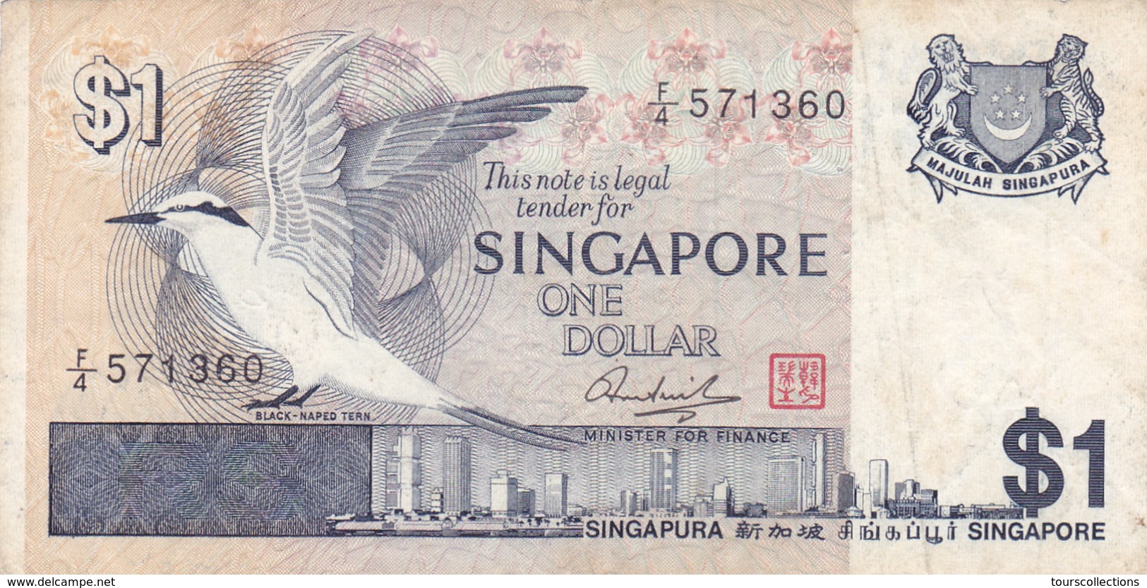 BILLET SINGAPOUR - 1 Dollar De 1976 - Oiseau @ PICK 9 - Singapore