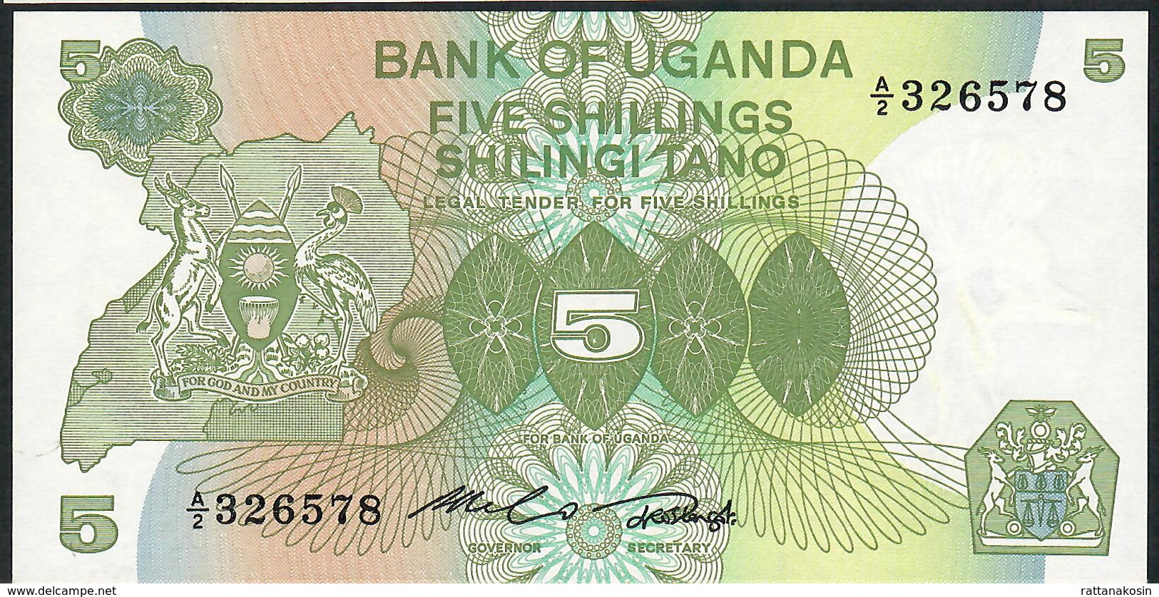 UGANDA P15 5 SHILLINGS 1982   #A/2  UNC. - Oeganda