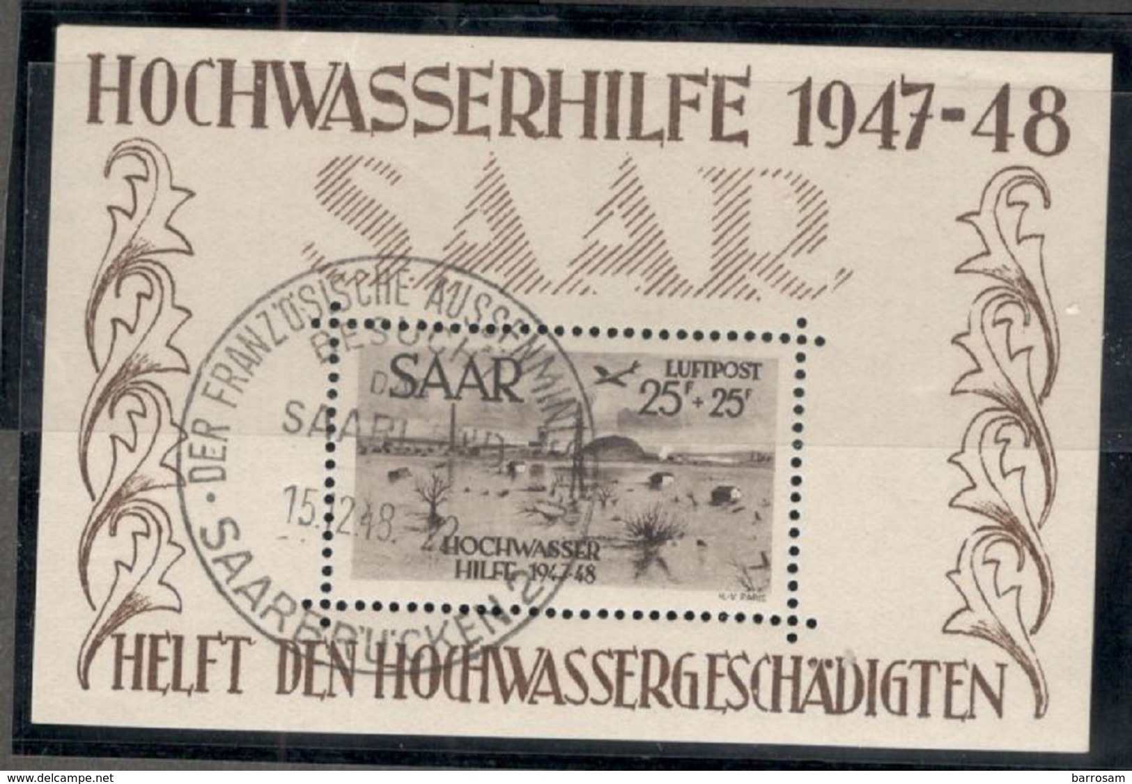 SAAR1948:Michel Block2used (Cat.Value 2,400Euros...or $2,260) - Blocks & Kleinbögen