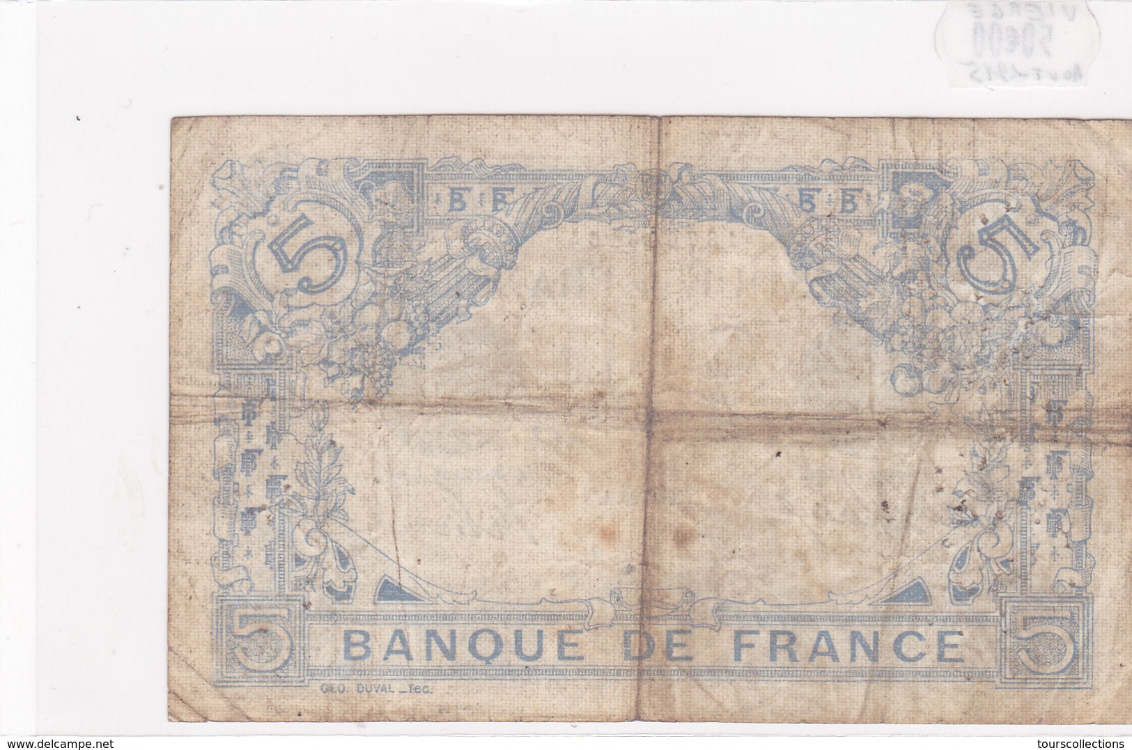 Billet De 5 Francs Bleu Du 28/08/1915 VIERGE - G.7481 Alph 154 @ N° Fayette : 2.30 - 5 F 1912-1917 ''Bleu''