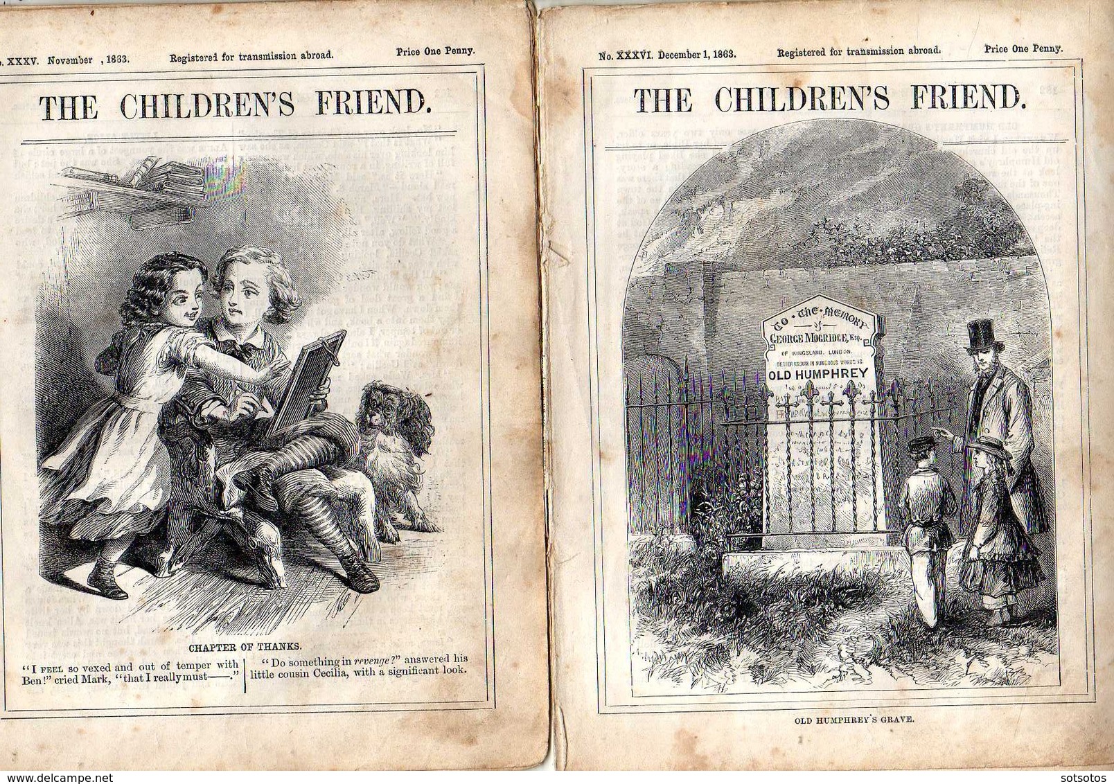 The Childrens Friend: No XXV to XXXVI - 12 issues of 1863 (Jan to Dec) with too many pictures and many interesting artic