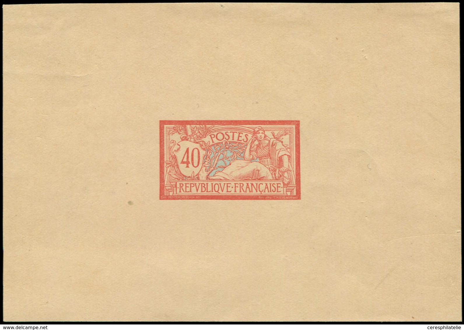 Collection Au Type Merson - 119  40c. Rouge Et Bleu, épreuve Sur Feuillet, TB - 1900-27 Merson