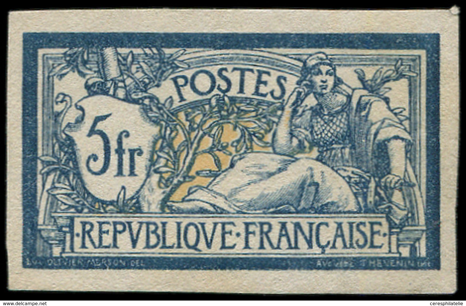 (*) Collection Au Type Merson - 123   5f. Bleu Et Chamois, NON DENTELE De Feuille De Référence, TB - 1900-27 Merson