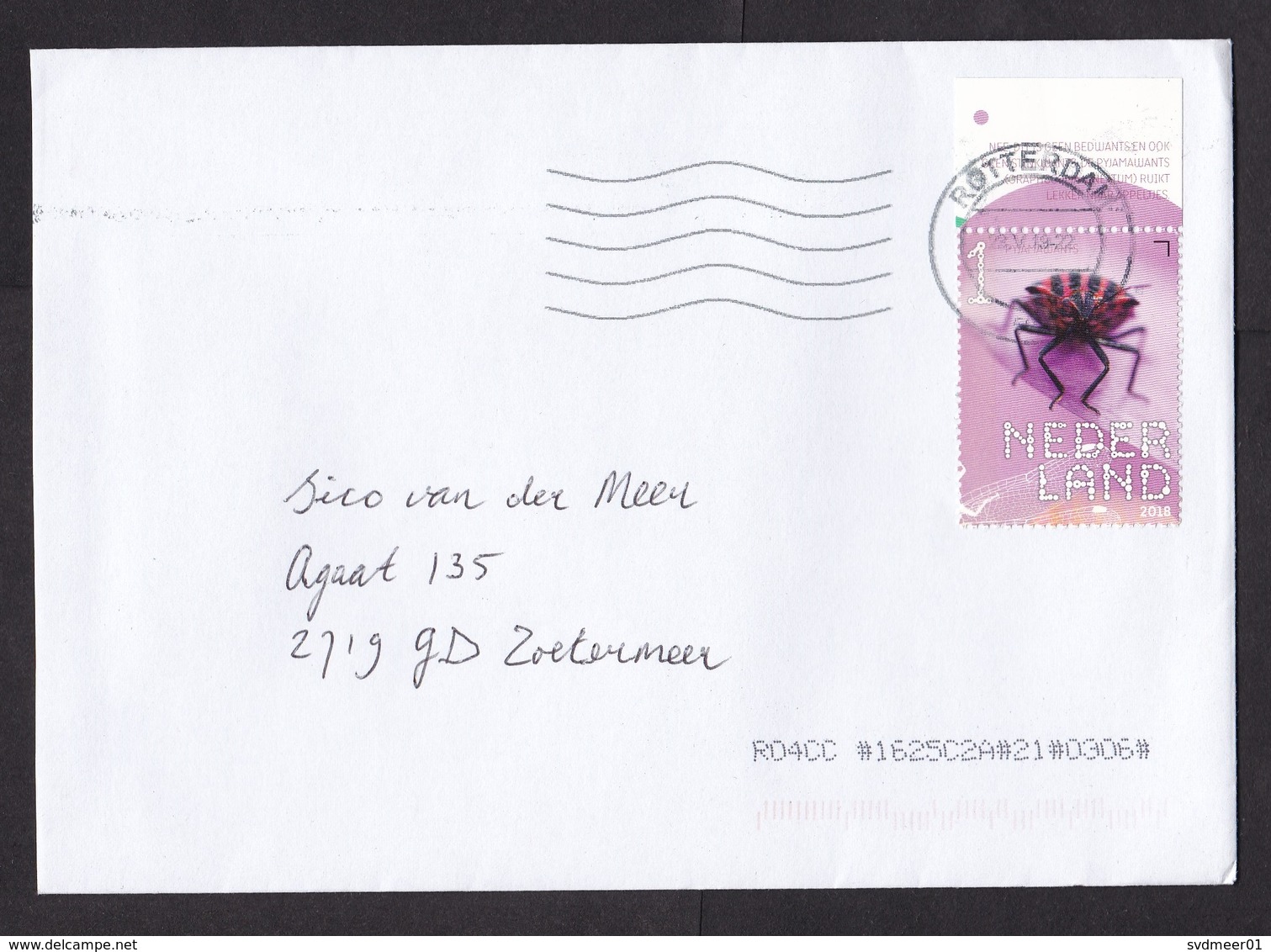 Netherlands: Cover, 2019, 1 Stamp + Tab, Pyjamas Bug, Beetle, Insect (traces Of Use) - Lettres & Documents