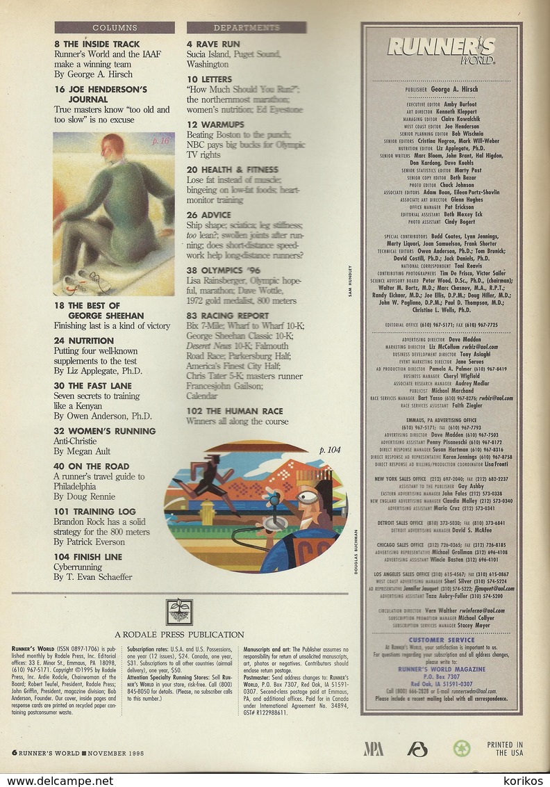 RUNNERS WORLD - RUNNER’S WORLD MAGAZINE - US EDITION - NOVEMBER 1995 – ATHLETICS - TRACK AND FIELD - 1950-Aujourd'hui