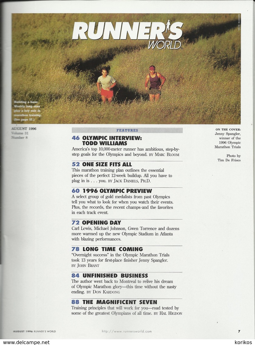 RUNNERS WORLD - RUNNER’S WORLD MAGAZINE - US EDITION - AUGUST 1996 – ATHLETICS - TRACK AND FIELD - 1950-Aujourd'hui