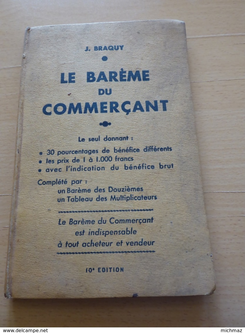 Le Bareme Du Commercant - 10e Edition  - J. BRAQUY - Contabilidad/Gestión
