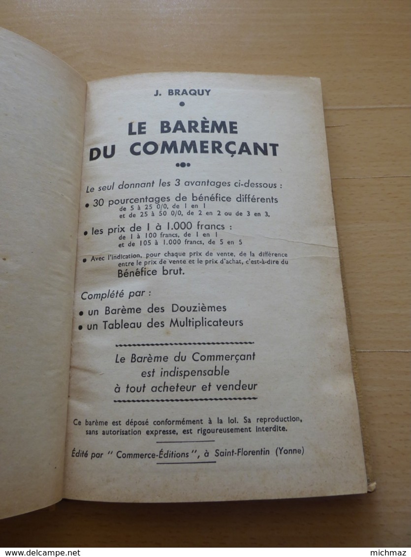 Le Bareme Du Commercant - 10e Edition  - J. BRAQUY - Contabilidad/Gestión