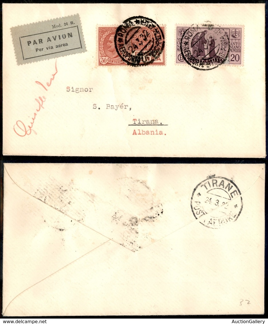 PRIMI VOLI - 1932 (24 Marzo) - Roma Tirana - Non Catalogato - Con Autografo Tesei - Other & Unclassified