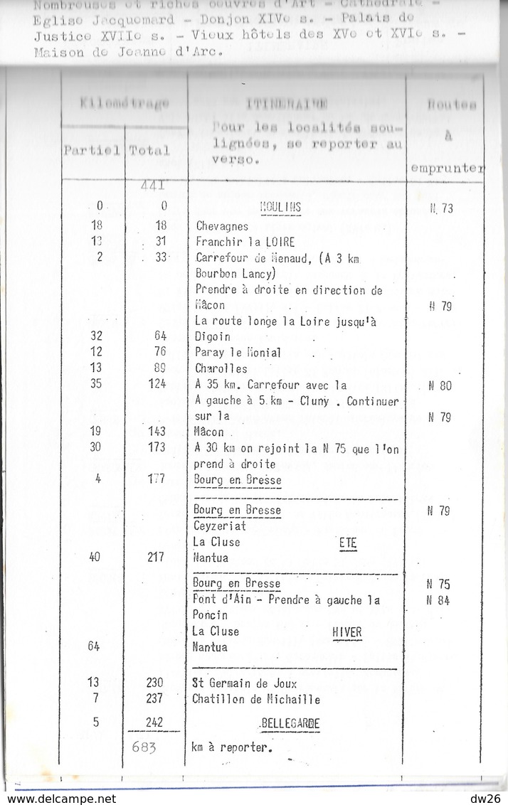 L'Automobile Club De L'Ouest Vous Propose Un Itinéraire (Ancêtre Du G.P.S.) Carnet Avec Kms Et Lieus Touristiques - Auto