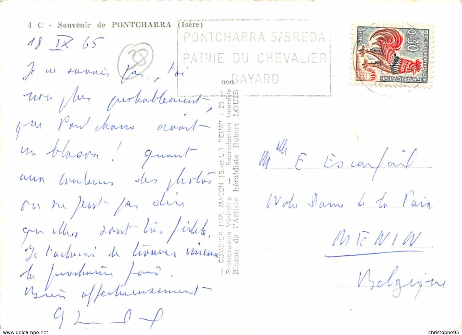 38 .n° 21154 . Pontcharra . Souvenir .vue D Ensemble . Cpsm .10.5 X 15cm . - Pontcharra