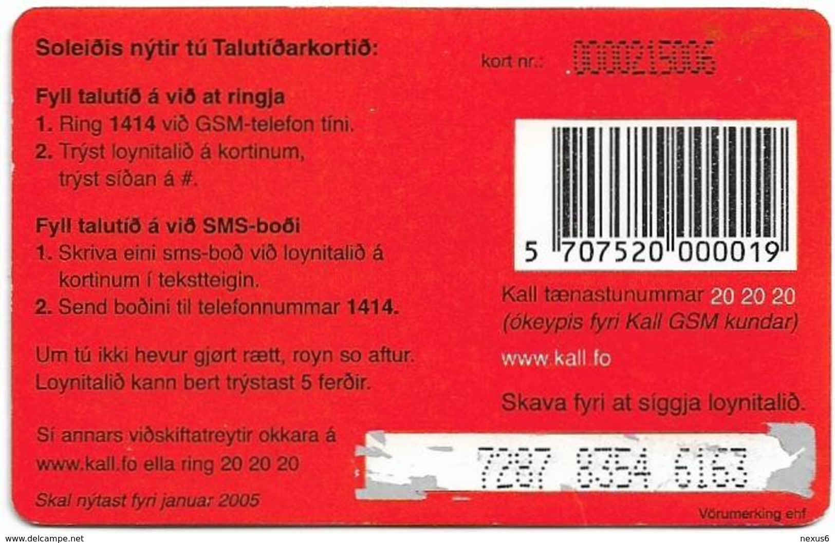 Faroe - Kall 3 Figures, 50Kr. GSM Refill, Exp.01.2005, Used - Isole Faroe