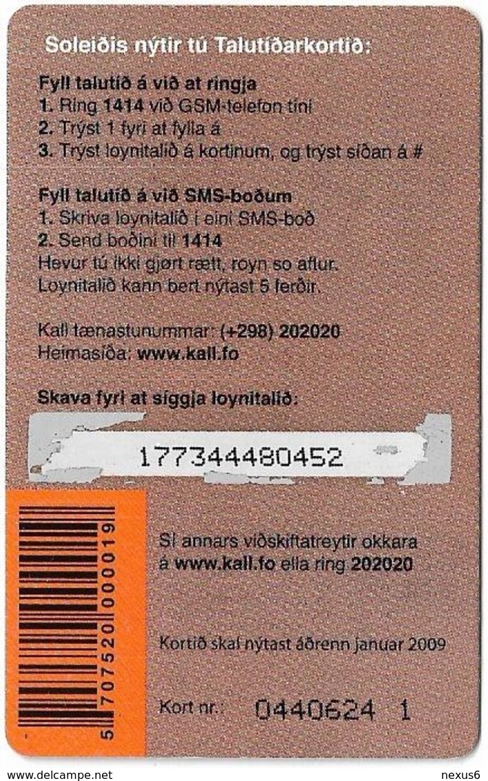 Faroe - Kall Frælsi, 50Kr. GSM Refill, Exp.01.2009, Used - Färöer I.