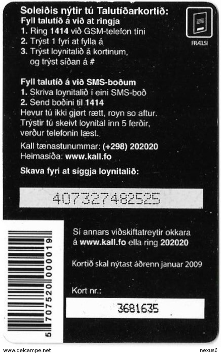 Faroe - Kall, The Dreams #4, 50Kr. GSM Refill, Exp.01.2009, Used - Färöer I.