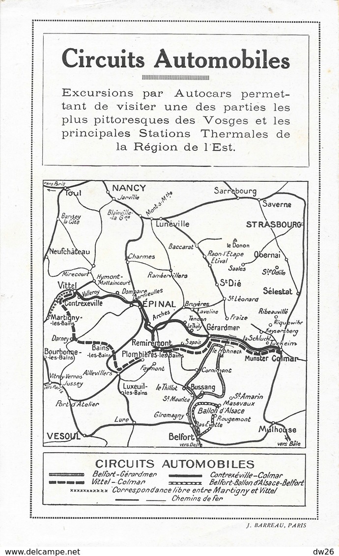 Circuits Automobiles: Stations Thermales De La Région De L'Ouest - Voyages Dans Les Vosges (Val D'Atoll) - Wegenkaarten