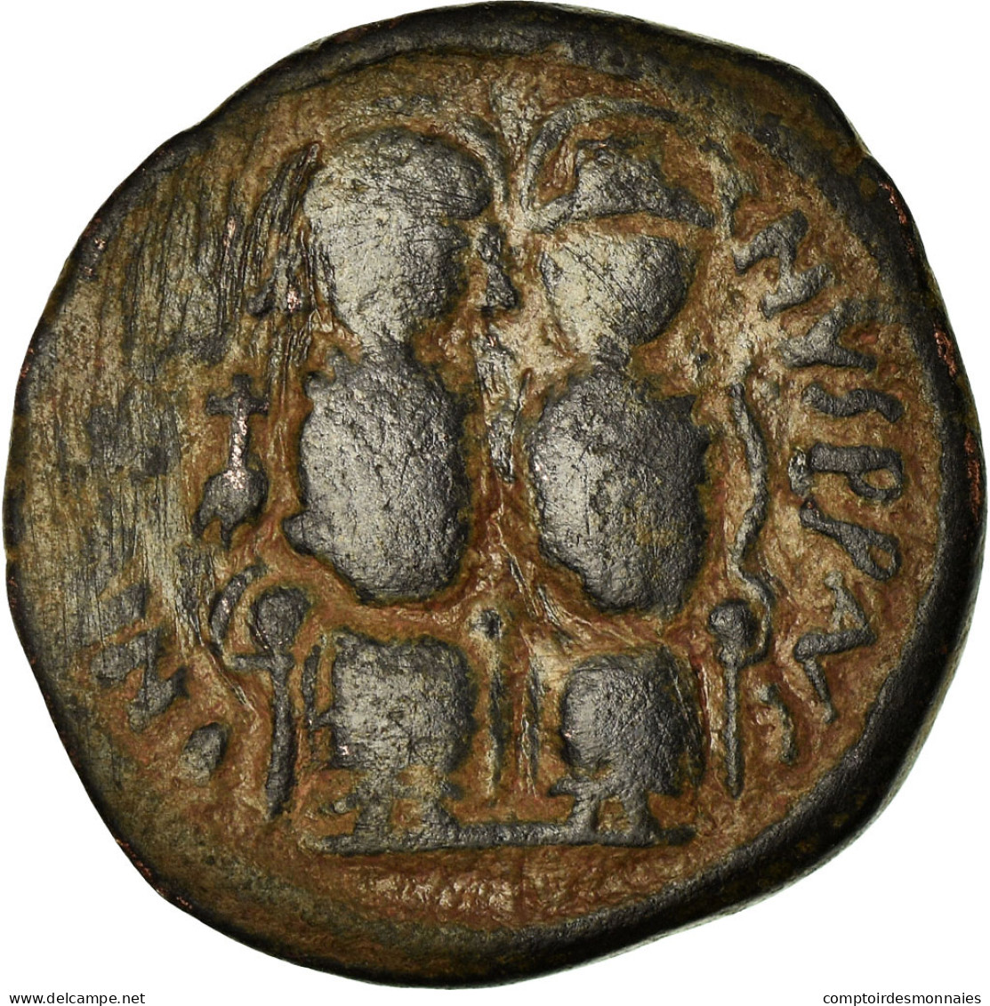 Monnaie, Justin II, Follis, 569-570, Nicomédie, TB, Cuivre, Sear:369 - Bizantine