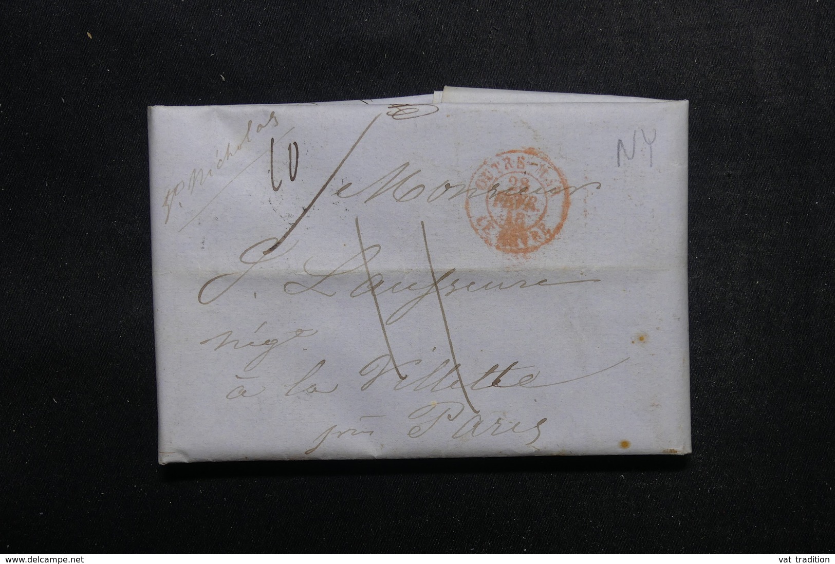 ETATS UNIS - Lettre De New York Pour Paris En 1848 - L 52909 - …-1845 Prefilatelia