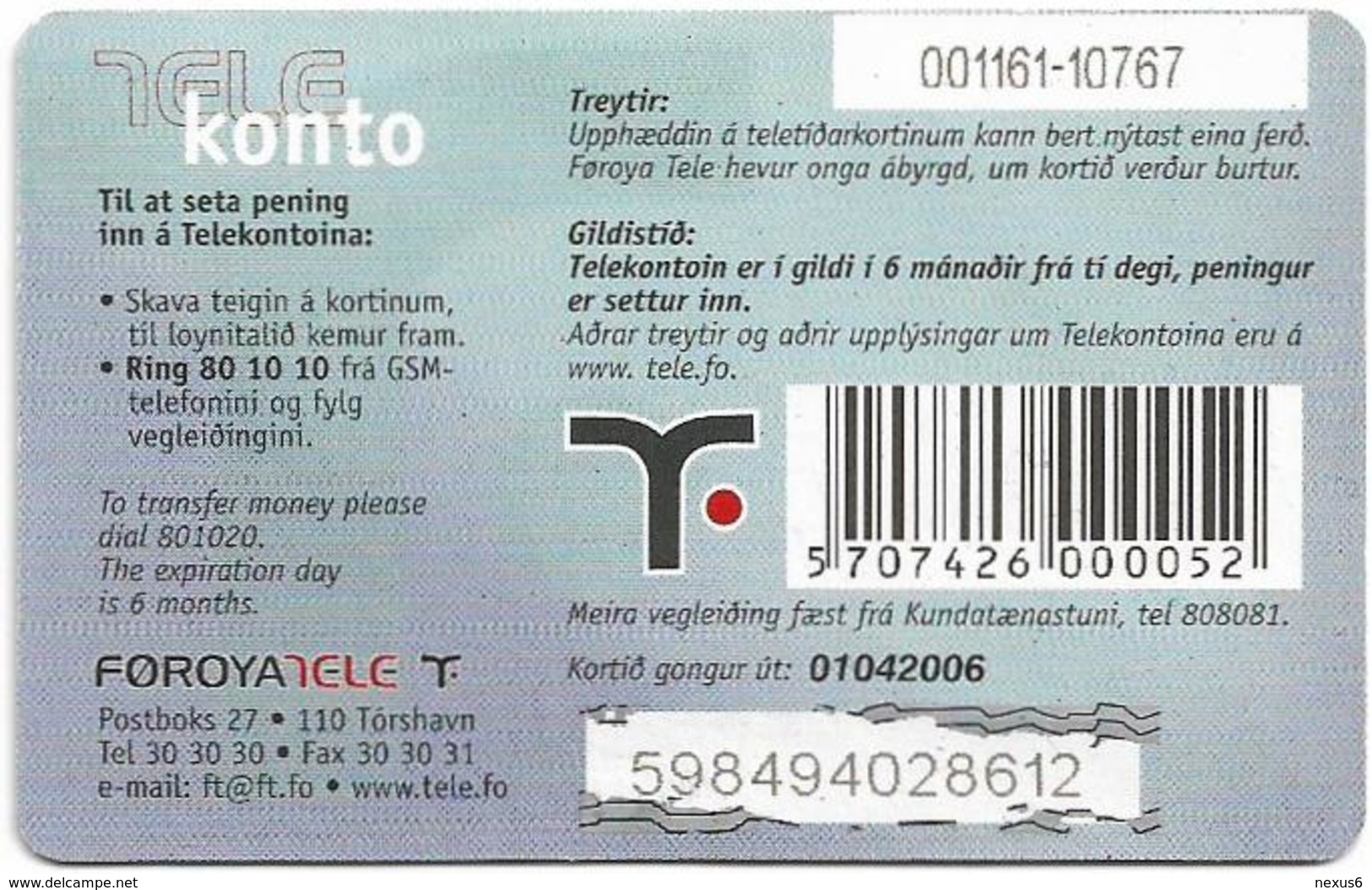 Faroe - Smiling Face, 50Kr. GSM Refill, Exp. 01.04.2006, Used - Faeroër