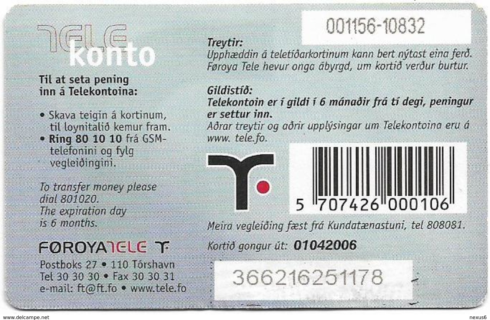 Faroe - Smiling Face, 100Kr. GSM Refill, Exp. 01.04.2006, Used - Faeroër