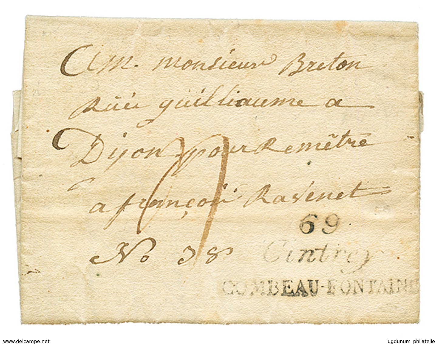 1826 Double Cursive 69 CINTREY / COMBEAU-FONTAINE. Indice 20. TB. - Other & Unclassified